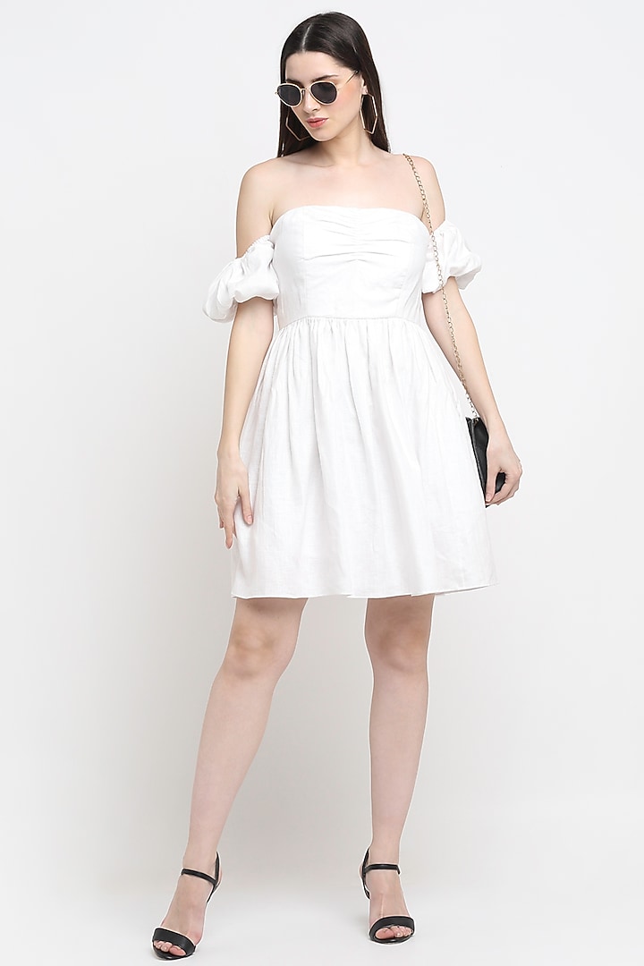White Hemp Off-Shoulder Summer Dress by Ewoke at Pernia's Pop Up Shop