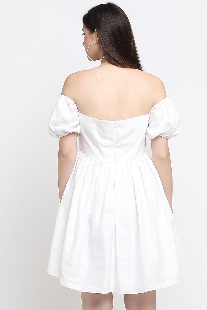 White Hemp Off-Shoulder Summer Dress by Ewoke at Pernia's Pop Up Shop