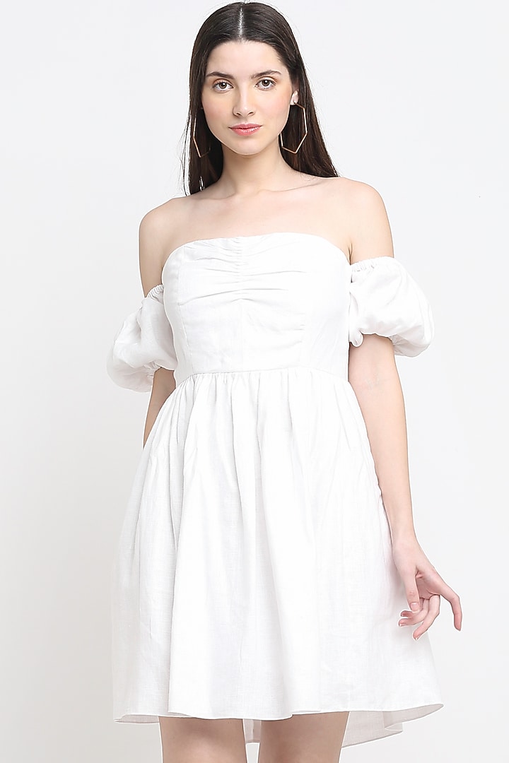 White Hemp Off-Shoulder Summer Dress by Ewoke at Pernia's Pop Up Shop