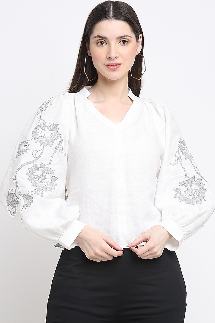 White Embroidered Top by Ewoke at Pernia's Pop Up Shop