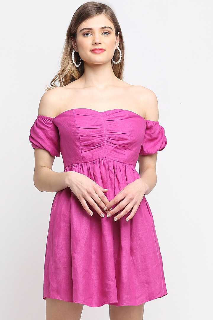 Plum Hemp Off-Shoulder Summer Dress by Ewoke at Pernia's Pop Up Shop