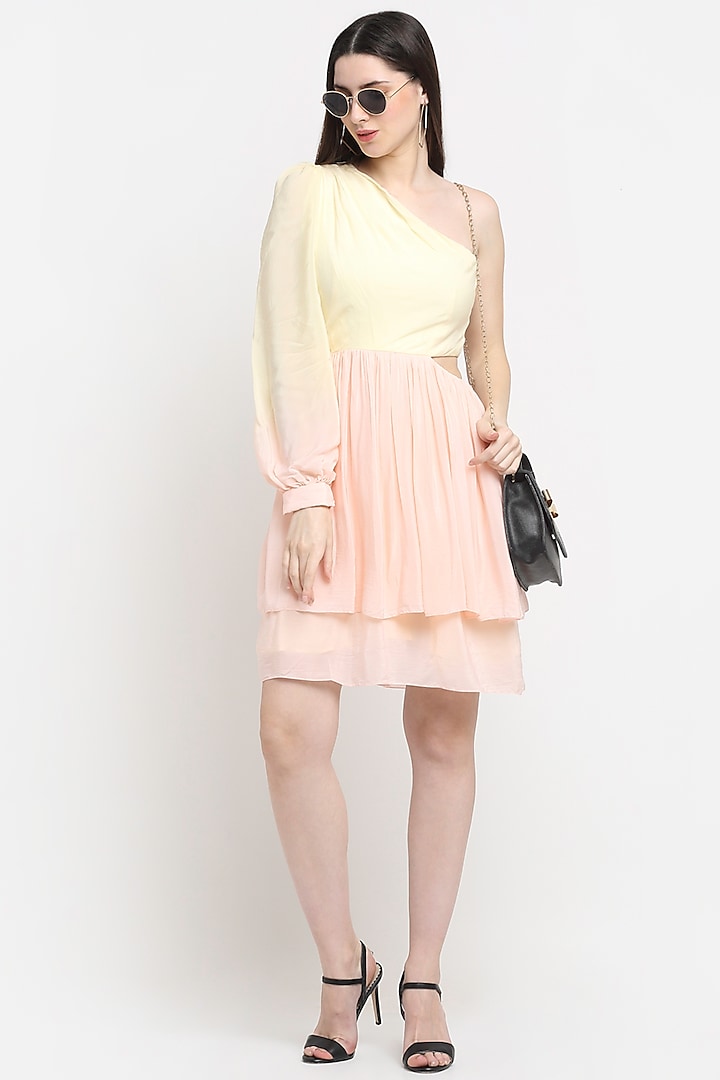 Blush Pink & Yellow One-Shoulder Summer Dress by Ewoke at Pernia's Pop Up Shop
