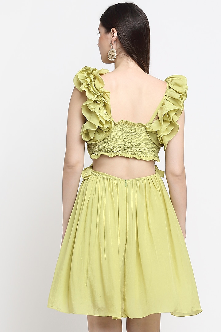 Mehendi Green Georgette Summer Dress by Ewoke at Pernia's Pop Up Shop