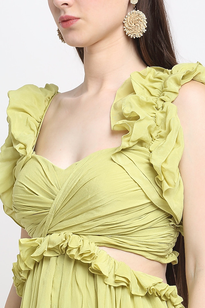 Mehendi Green Georgette Summer Dress by Ewoke at Pernia's Pop Up Shop