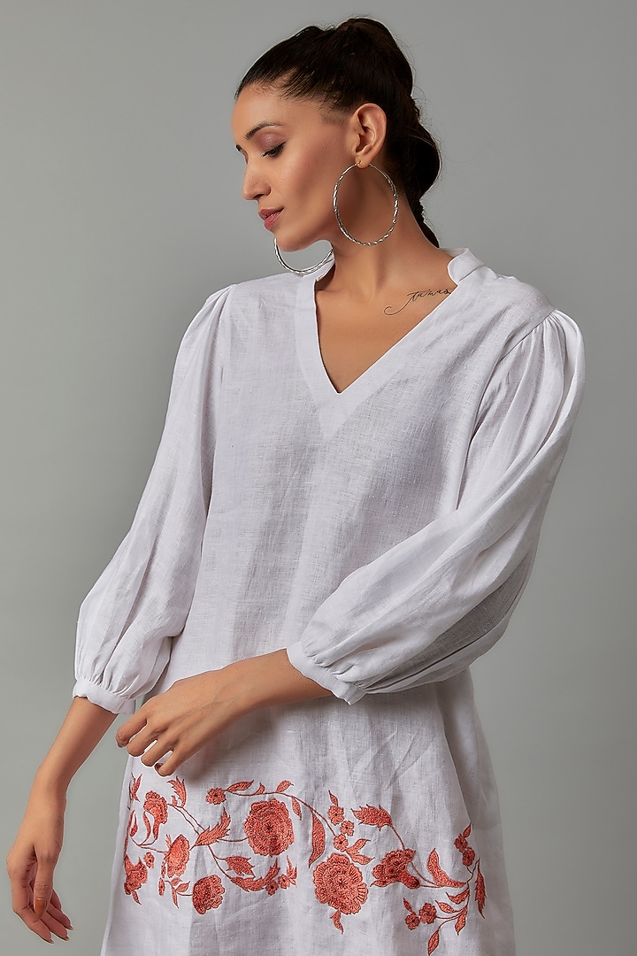 White Hemp Handcrafted Summer Dress by Ewoke at Pernia's Pop Up Shop