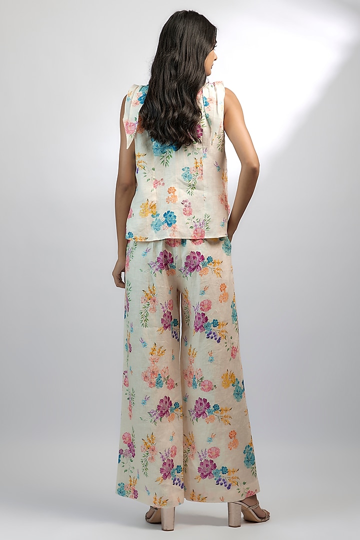 Ivory Hemp Floral Printed Co-Ord Set by Ewoke at Pernia's Pop Up Shop