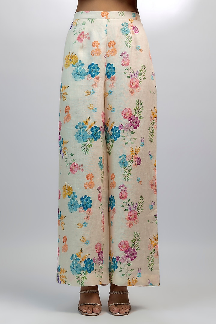 Ivory Hemp Floral Printed Co-Ord Set by Ewoke at Pernia's Pop Up Shop