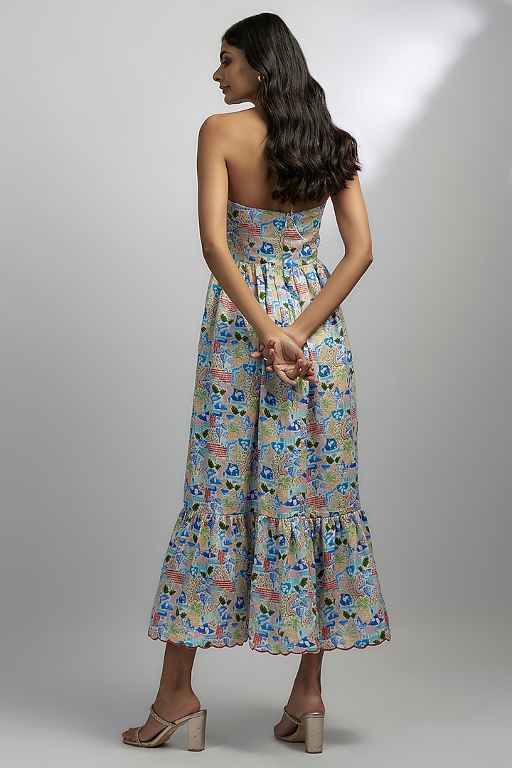 Ivory Hemp Abstract Printed Overlapped Summer Dress by Ewoke at Pernia's Pop Up Shop