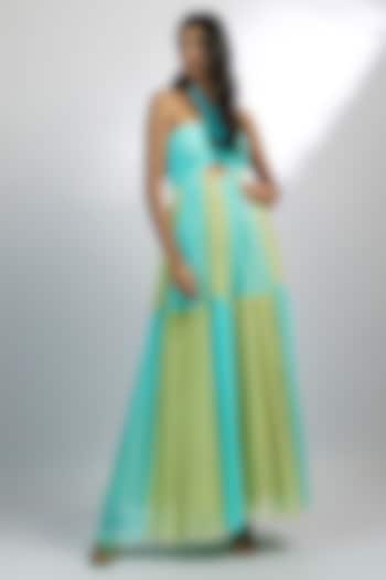 Multi-Colored Georgette Shaded Gown by Ewoke