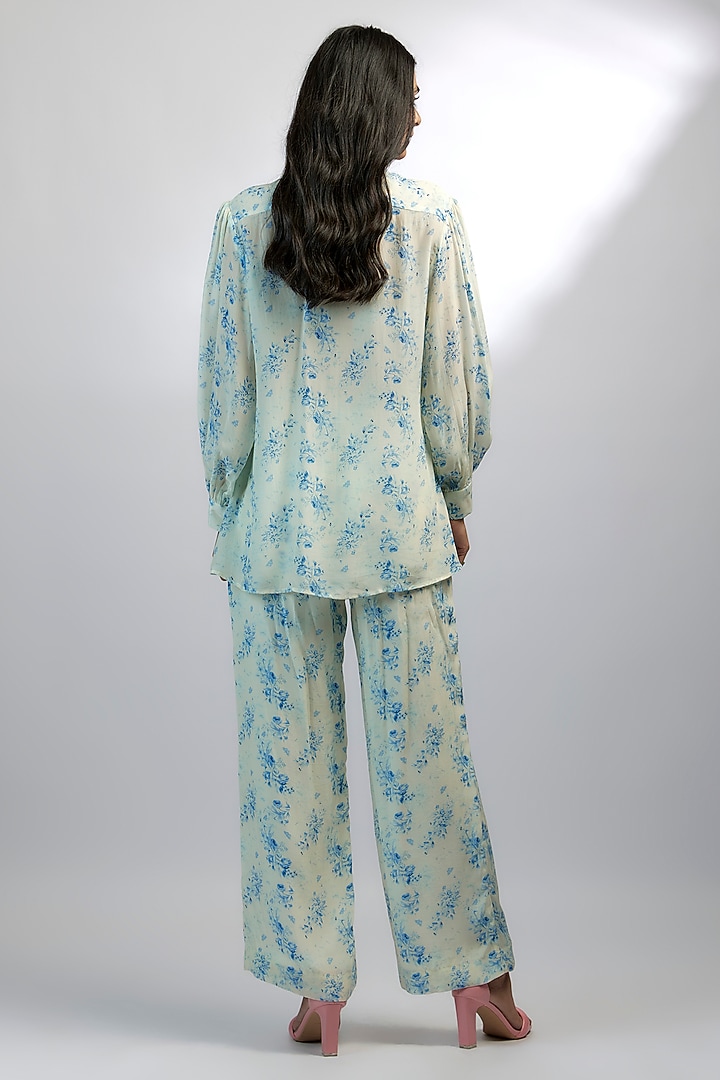 Ivory Crepe Floral Printed Co-Ord Set by Ewoke at Pernia's Pop Up Shop