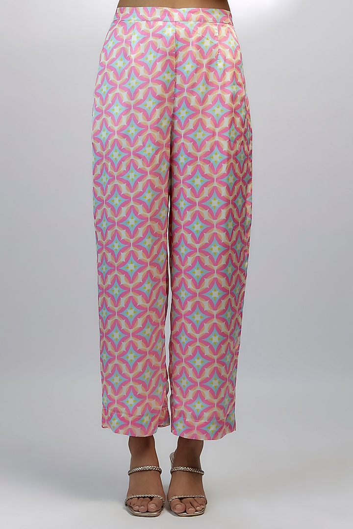 Yellow Crepe & Satin Embroidered Kurta Set by Ewoke at Pernia's Pop Up Shop