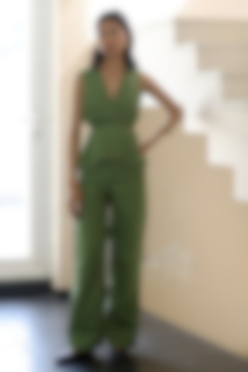 Olive Green Hemp Co-Ord Set by Ewoke at Pernia's Pop Up Shop