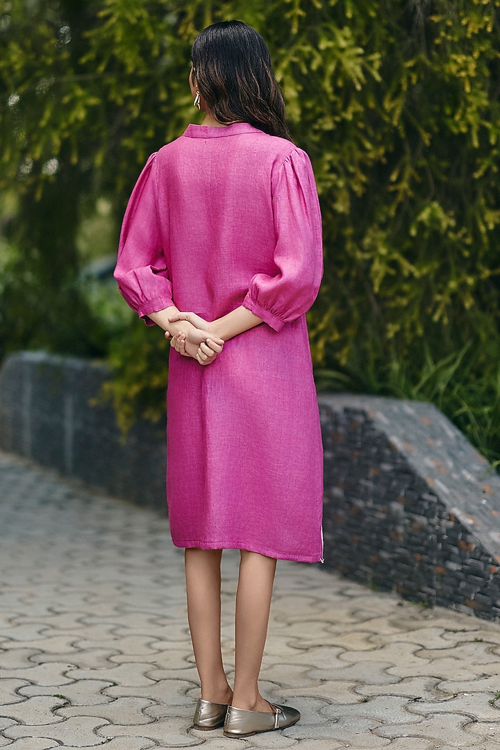 Pink Hemp Hand Embroidered Summer Dress by Ewoke at Pernia's Pop Up Shop