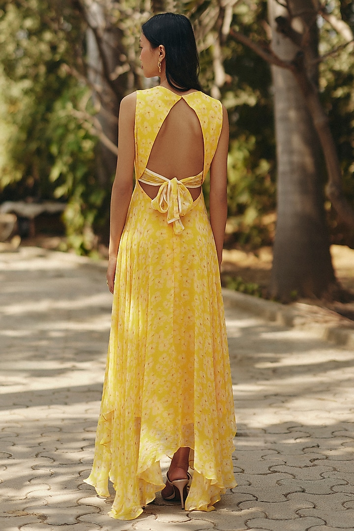 Yellow Chiffon Asymmetrical Summer Dress by Ewoke at Pernia's Pop Up Shop