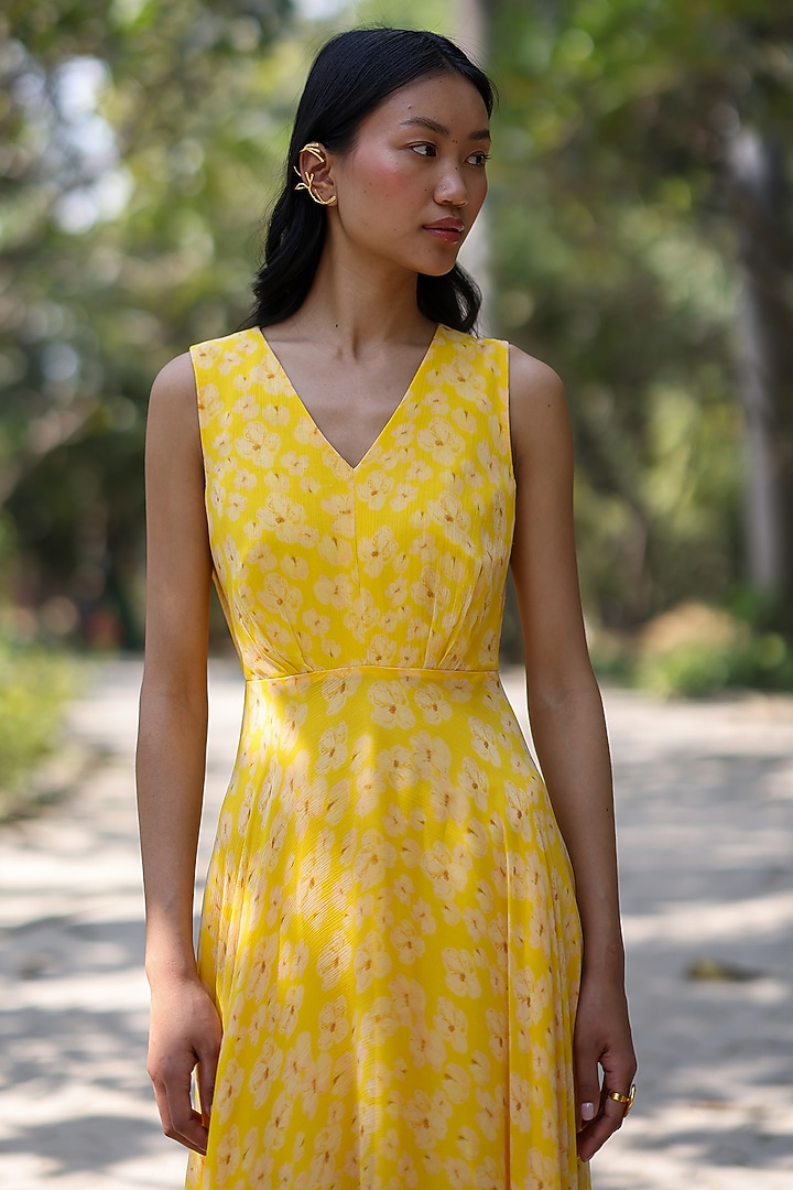 Yellow Chiffon Asymmetrical Summer Dress by Ewoke at Pernia's Pop Up Shop
