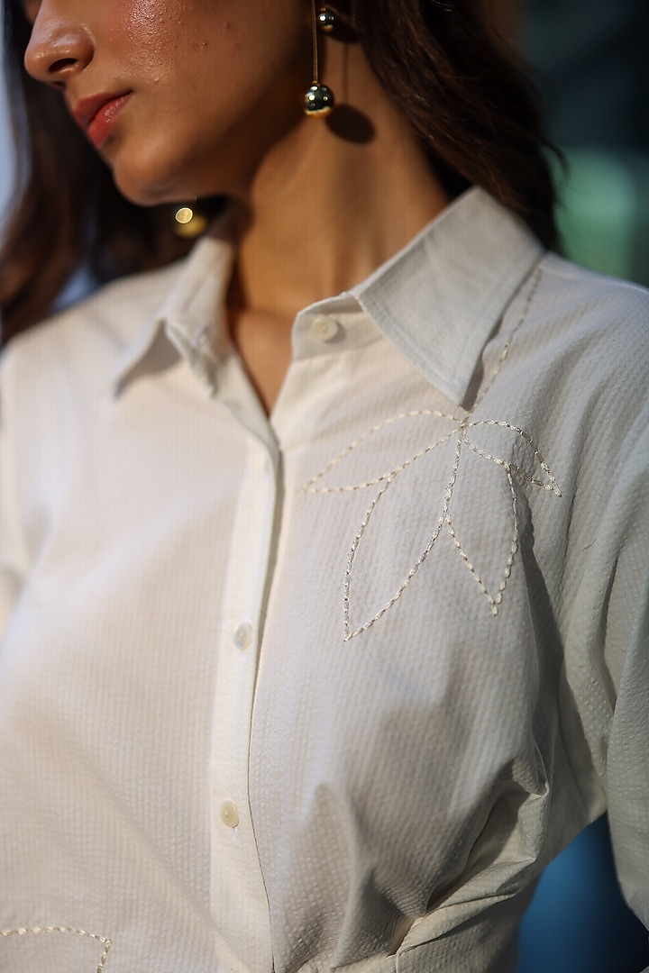 White Bamboo Wrap Shirt by Ewoke at Pernia's Pop Up Shop