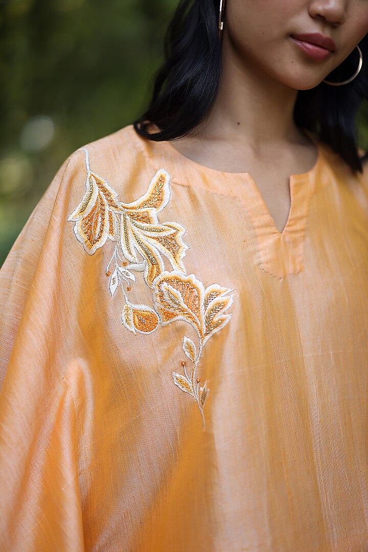 Mango Yellow Khadi Floral Embroidered Co-Ord Set by Ewoke at Pernia's Pop Up Shop