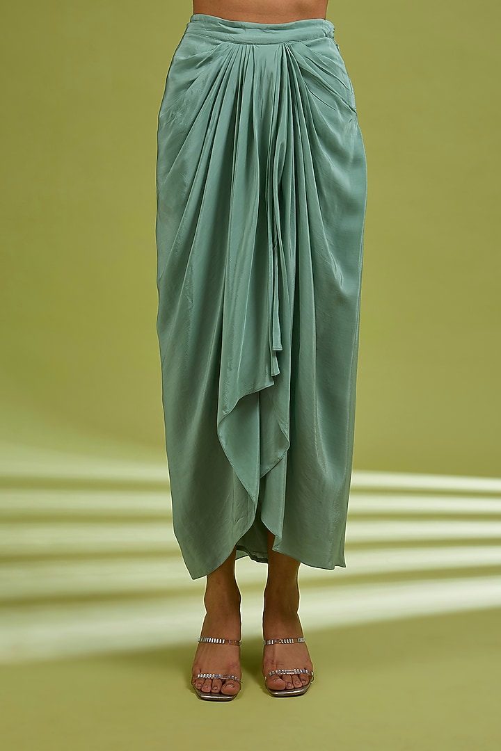 Sage Green Georgette Crystal Embroidered Jacket Set by Ewoke at Pernia's Pop Up Shop