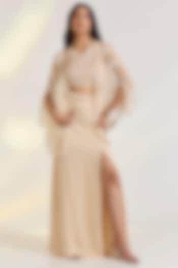 Pink Organza Hand Embroidered Jacket Set by Ewoke at Pernia's Pop Up Shop