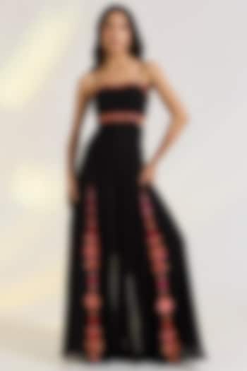 Black Georgette Hand Embroidered Jumpsuit by Ewoke at Pernia's Pop Up Shop
