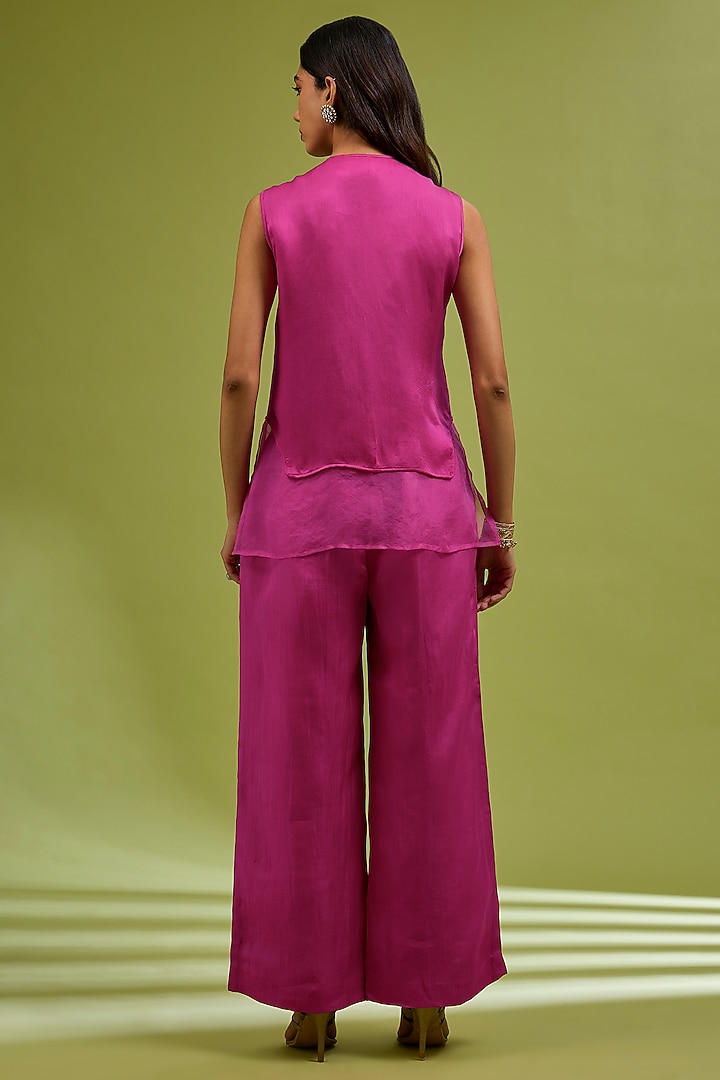Pink Organza Embroidered Co-Ord Set by Ewoke at Pernia's Pop Up Shop