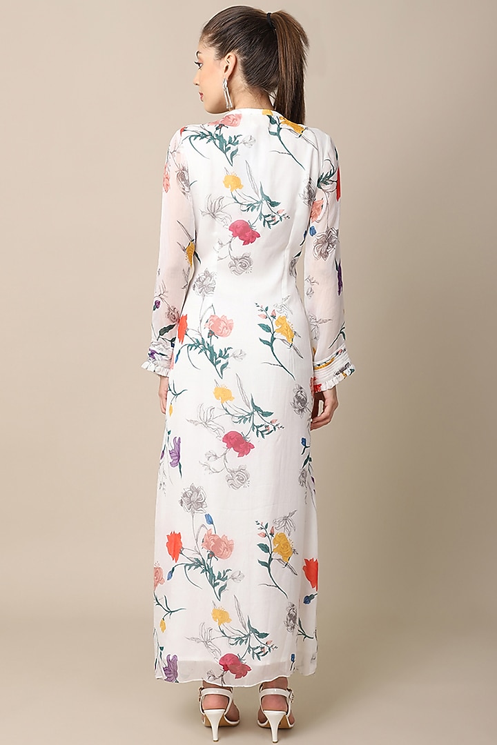 White Printed Kaftan Summer Dress by Ewoke at Pernia's Pop Up Shop