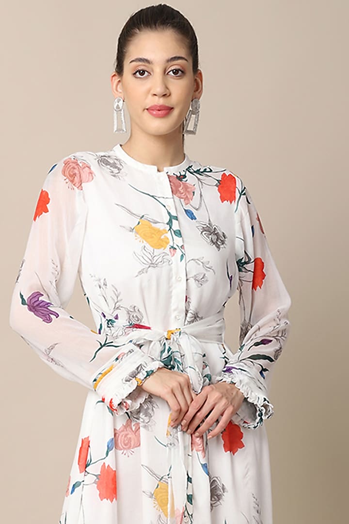 White Printed Kaftan Summer Dress by Ewoke at Pernia's Pop Up Shop