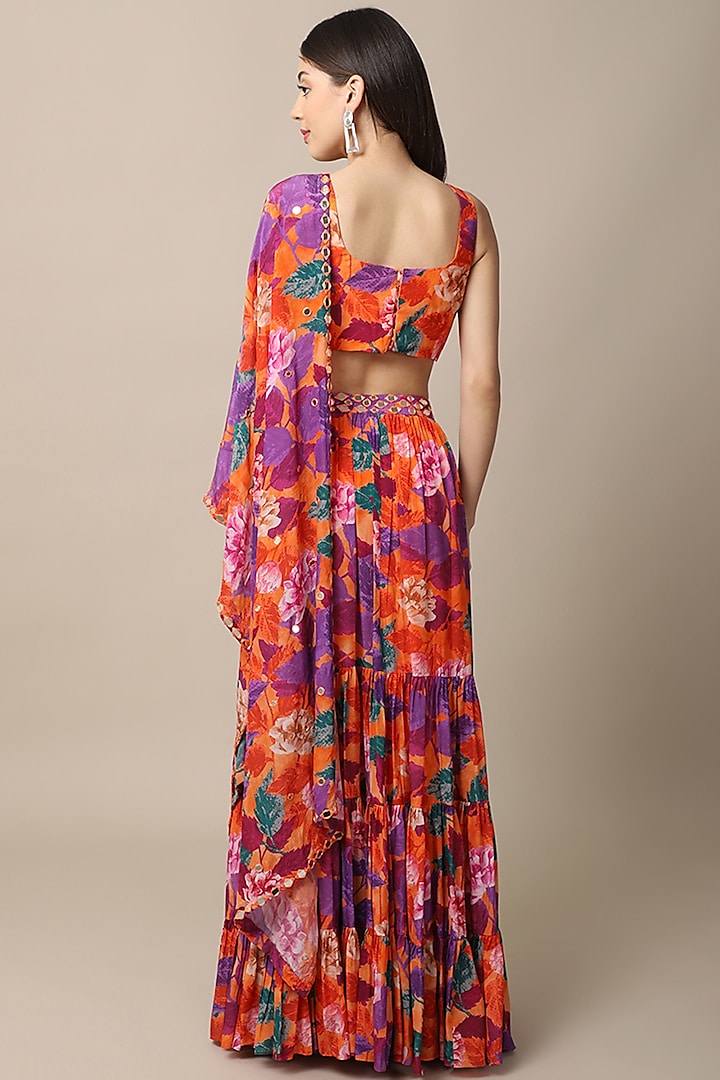 Multi-Colored Floral Printed Lehenga Set by Ewoke at Pernia's Pop Up Shop