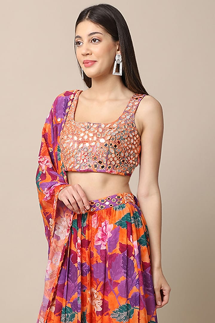 Multi-Colored Floral Printed Lehenga Set by Ewoke at Pernia's Pop Up Shop