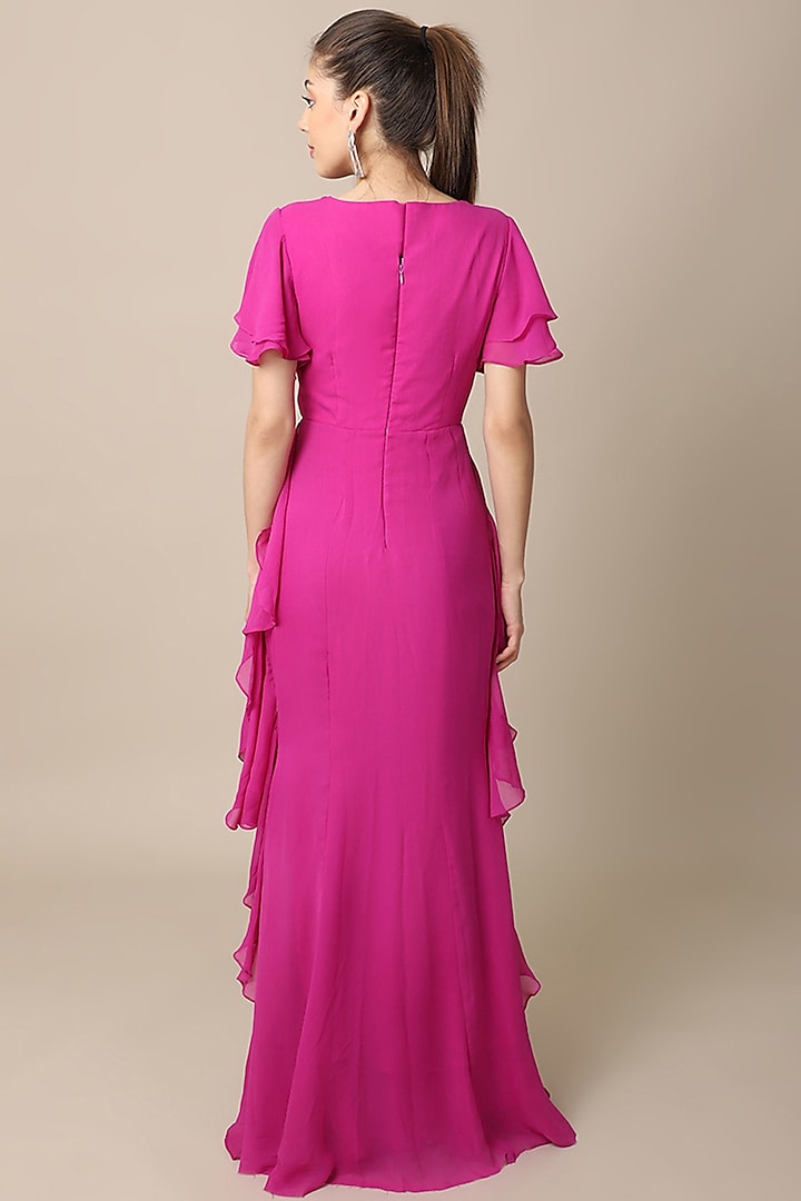 Plum Georgette Ruffled Summer Dress by Ewoke at Pernia's Pop Up Shop