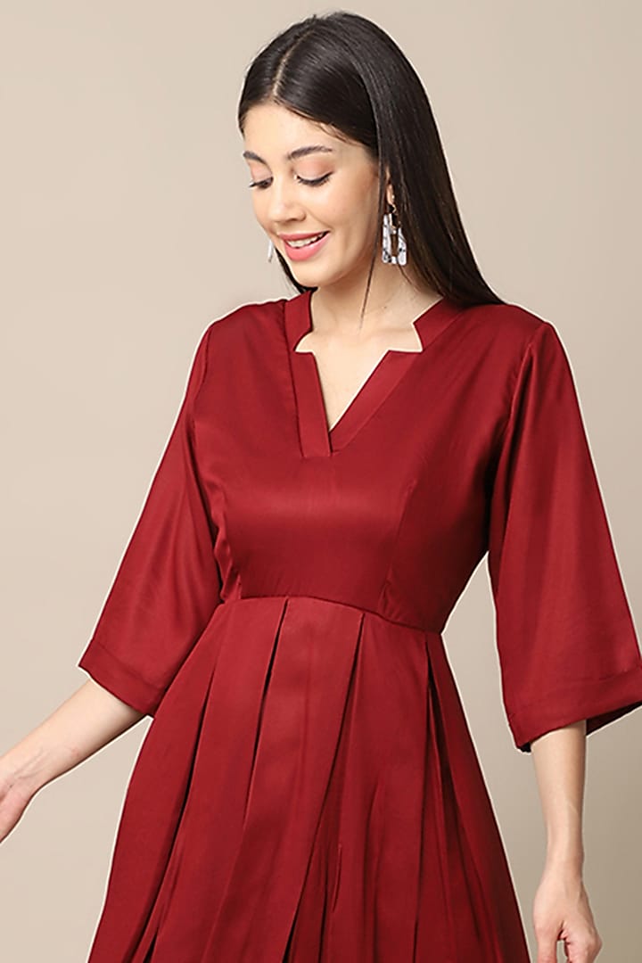 Maroon Tencel Summer Dress by Ewoke at Pernia's Pop Up Shop
