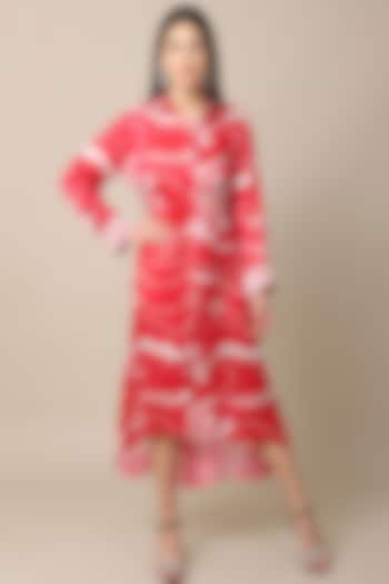 Red Embroidered Summer Shirt Dress by Ewoke at Pernia's Pop Up Shop