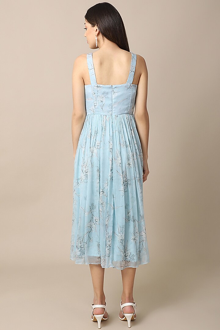 Sky Blue Printed Summer Dress by Ewoke at Pernia's Pop Up Shop