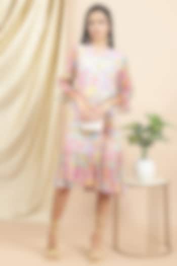 Multi-Colored Chiffon Printed A-Line Summer Dress by Ewoke at Pernia's Pop Up Shop