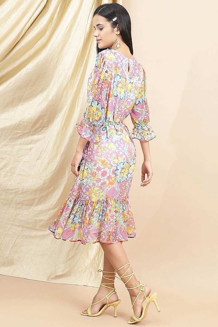 Multi-Colored Chiffon Printed A-Line Summer Dress by Ewoke at Pernia's Pop Up Shop