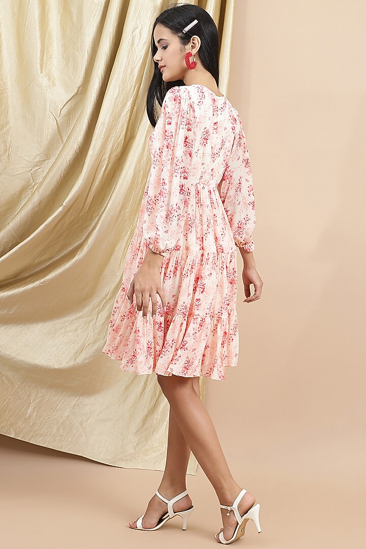 Pink Crepe Midi Tiered Summer Dress by Ewoke at Pernia's Pop Up Shop