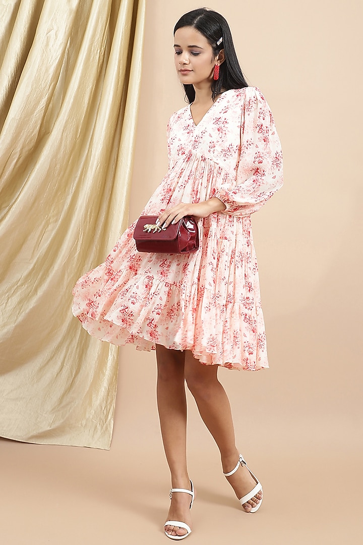 Pink Crepe Midi Tiered Summer Dress by Ewoke at Pernia's Pop Up Shop