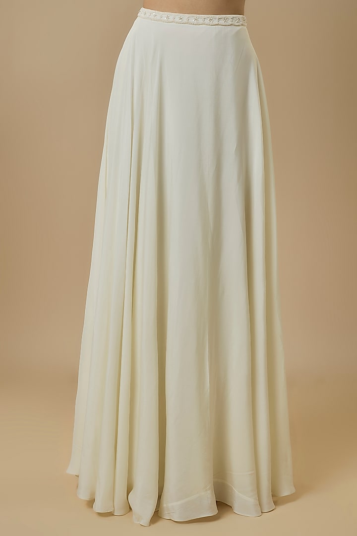 Ivory Crepe Embroidered Lehenga Set by Ewoke at Pernia's Pop Up Shop