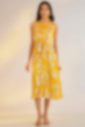 Yellow Bemberg Silk Digital Printed Summer Dress by Ewoke at Pernia's Pop Up Shop