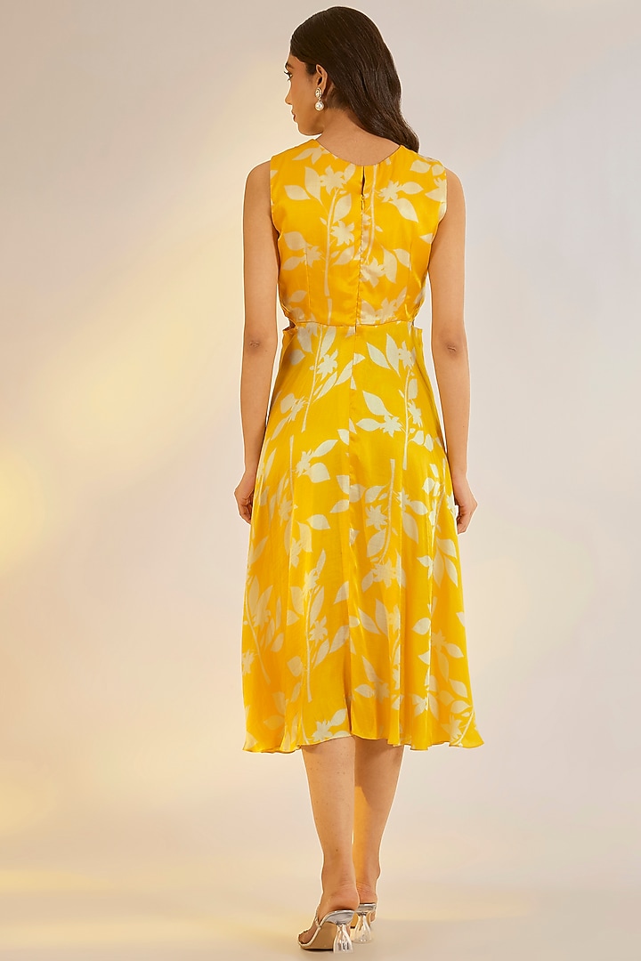 Yellow Bemberg Silk Digital Printed Summer Dress by Ewoke at Pernia's Pop Up Shop