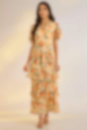 Yellow Georgette Floral Digital Printed Summer Dress by Ewoke at Pernia's Pop Up Shop