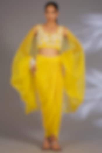 Yellow Organza Cape Set by Ewoke at Pernia's Pop Up Shop