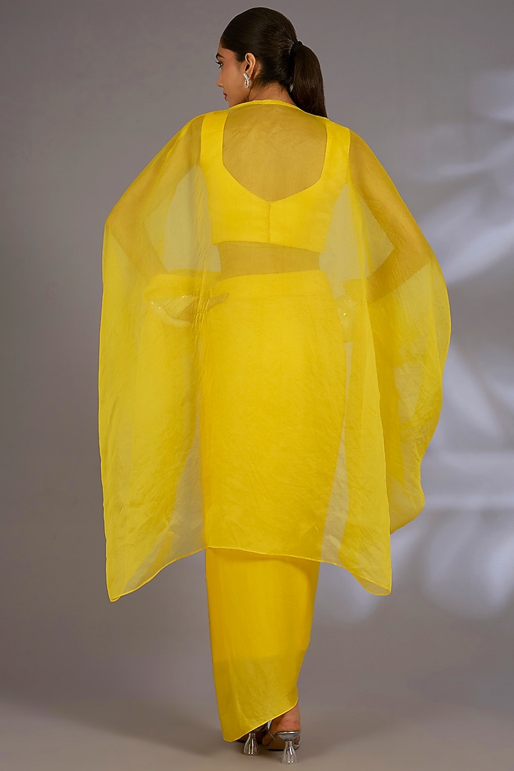 Yellow Organza Cape Set by Ewoke at Pernia's Pop Up Shop