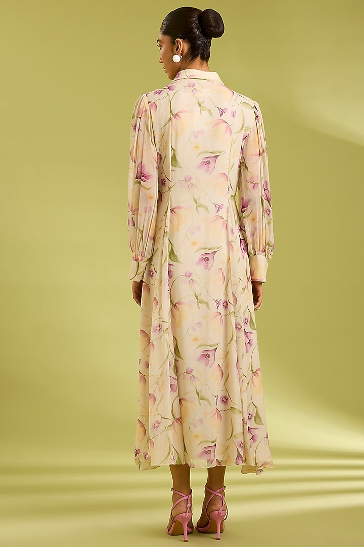 Ecru Shantoon Floral Printed Midi Summer Dress by Ewoke at Pernia's Pop Up Shop