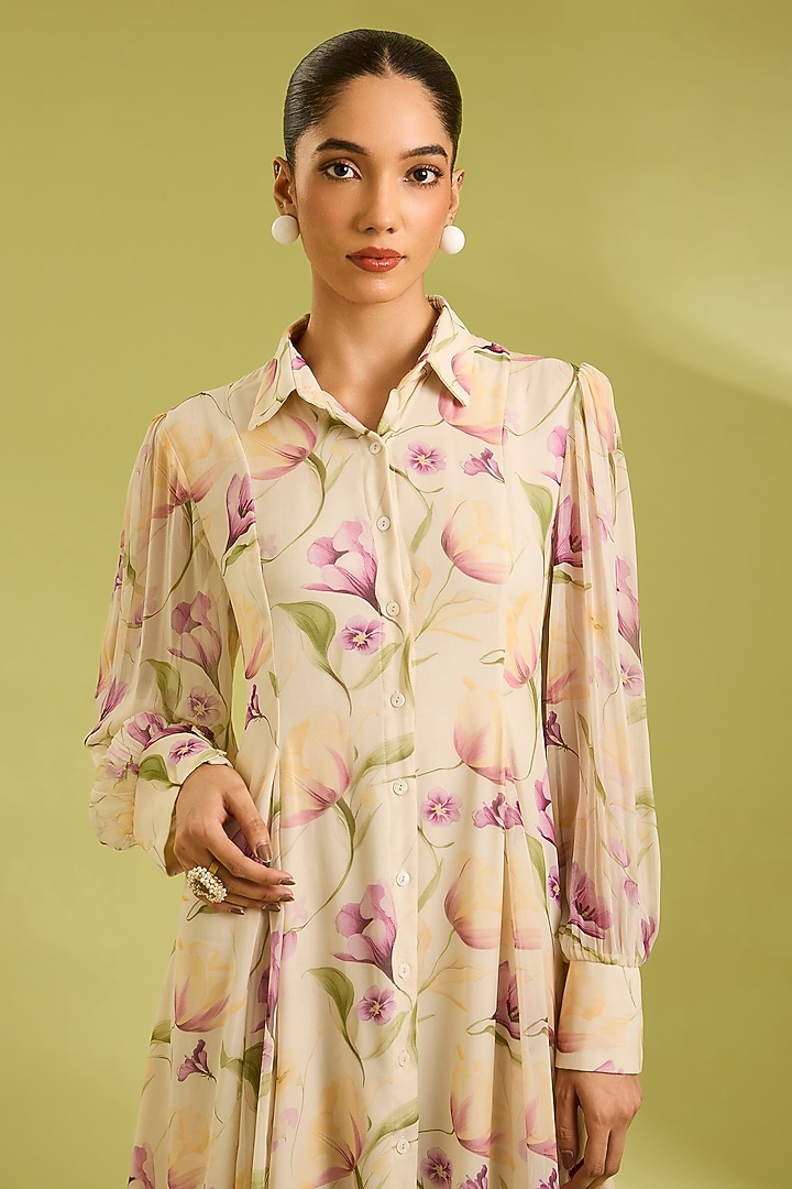 Ecru Shantoon Floral Printed Midi Summer Dress by Ewoke at Pernia's Pop Up Shop