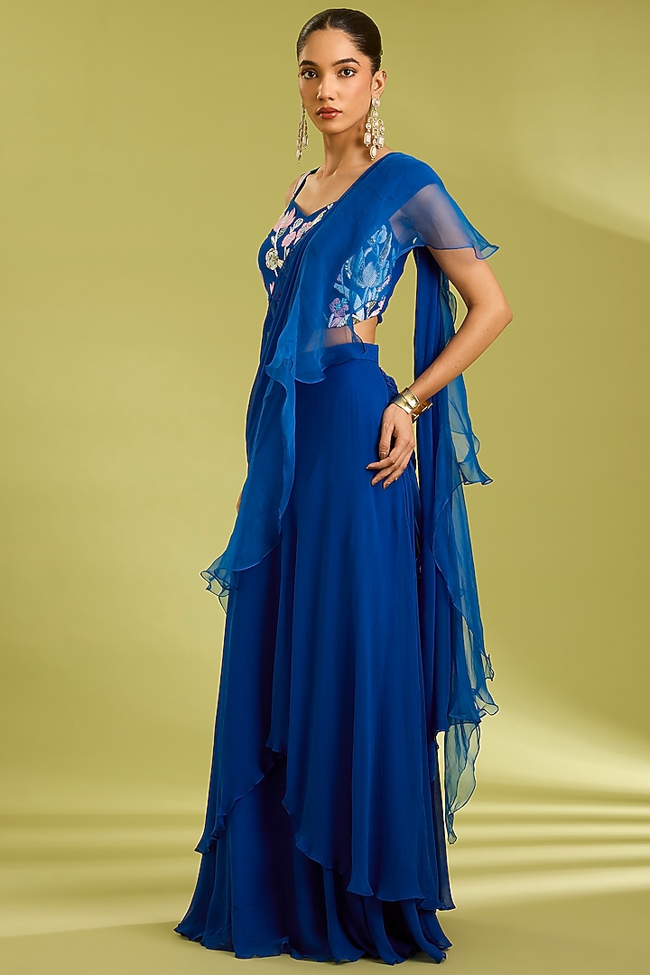 Pink Organza & Crepe Party Wear Lehenga Saree Set by Ewoke at Pernia's Pop Up Shop
