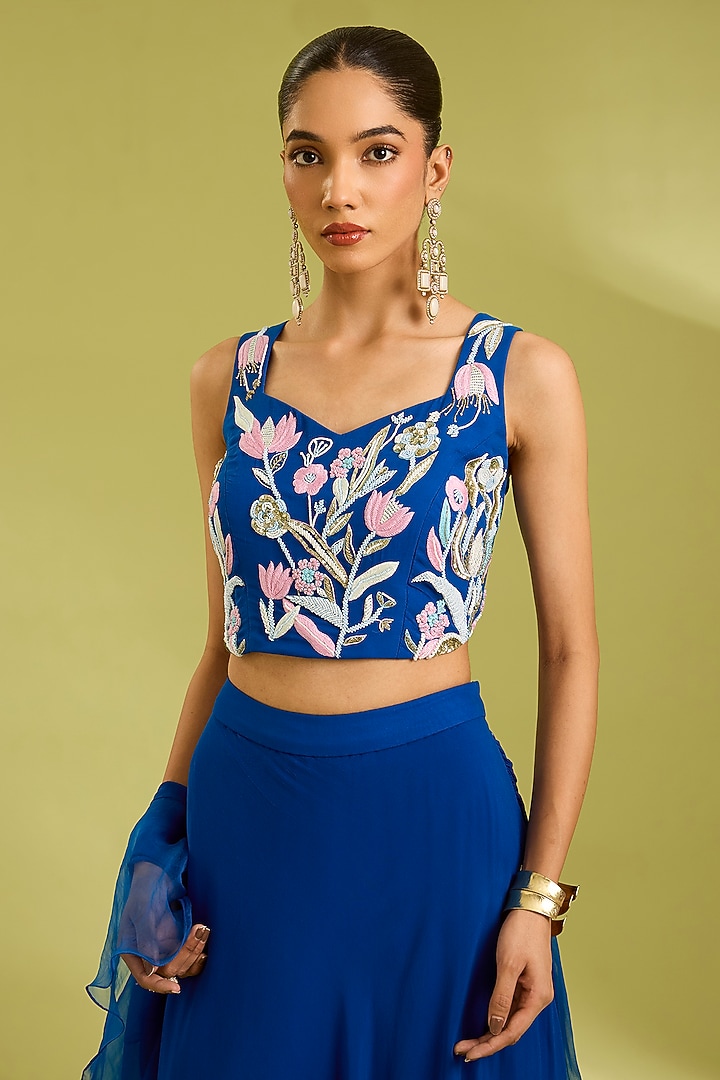 Pink Organza & Crepe Party Wear Lehenga Saree Set by Ewoke at Pernia's Pop Up Shop