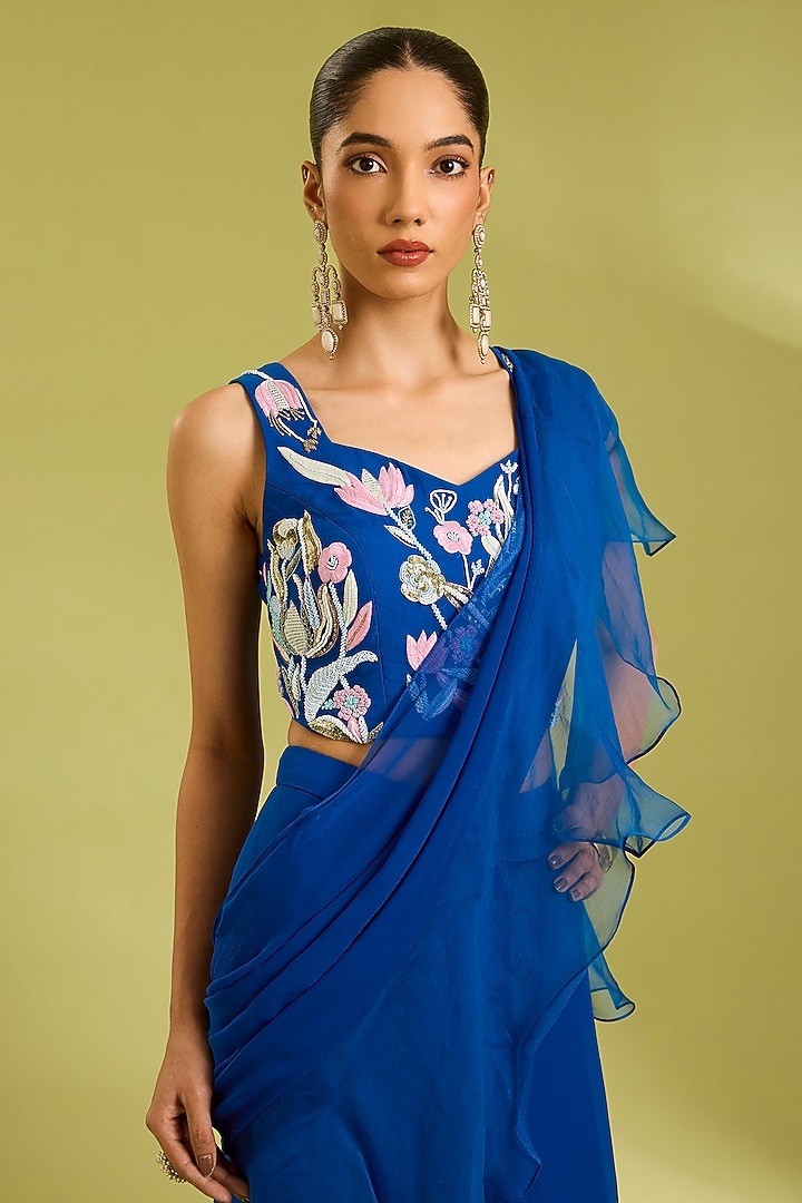 Pink Organza & Crepe Party Wear Lehenga Saree Set by Ewoke at Pernia's Pop Up Shop