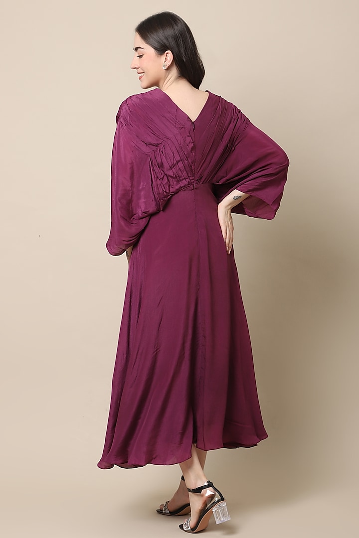 Wine Embellished Draped Summer Dress by Ewoke at Pernia's Pop Up Shop