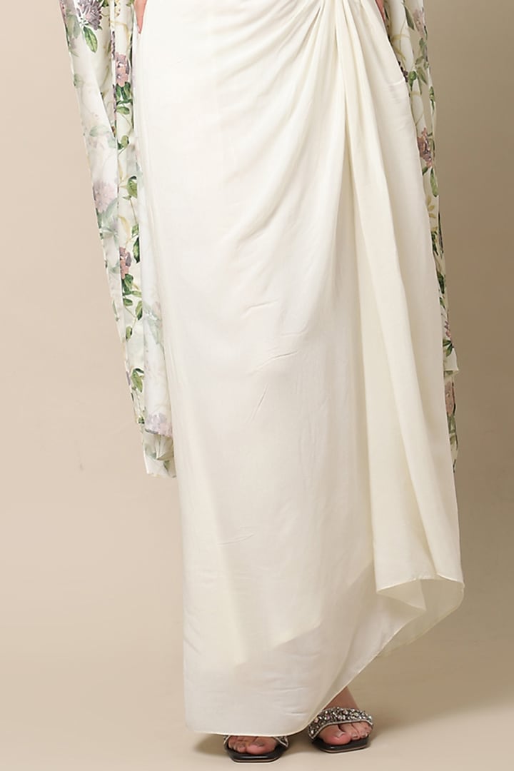 White Tencel Dhoti Skirt Set by Ewoke at Pernia's Pop Up Shop